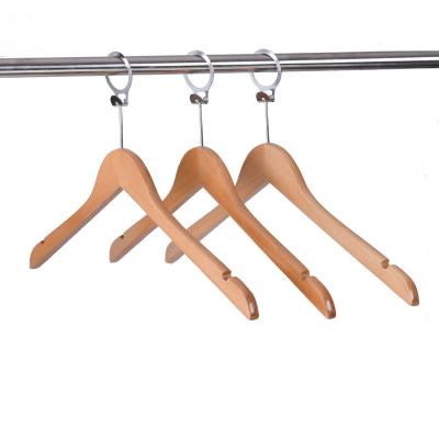 China CLASSIC Customized Luxury Suit Hotel Wooden Hanger With Chrome Anti-theft Ring for sale