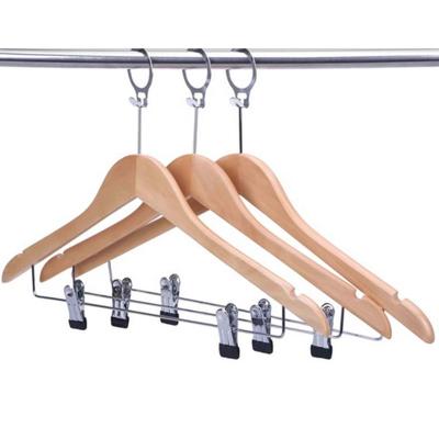 China Anti Theft Non Slip Hotel Coat Suit Hanger Flat Wooden Hotel Hangers for sale