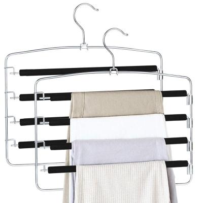 China CLASSIC Multi Layers Storage Closet Space Saving Non-slip Foam Padded Metal Hanger for sale