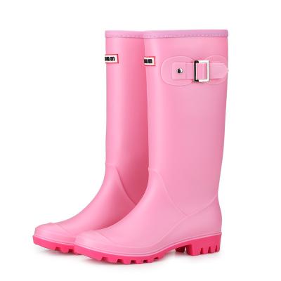 China High quality waterproof women's high heel waterproof boots wear stylish color women's fashion rain boots for sale