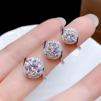 China 925 Silver Casual/Sporty Engagement Ring Diamond 1Carat 2Carat 5 Carat Round Real Moissanite Ring D VVS GRA for sale