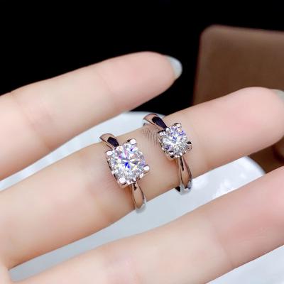 China 925 Casual / Sporty Engagement Ring Diamond 1Carat 2Carat Round Moissanite Silver Ring D VVS GRA for sale