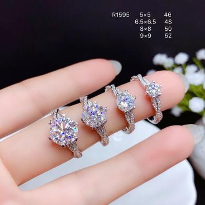 China 925 Silver Casual/Sports Engagement Ring Diamond 1Carat 2Carat 3Carat Round Real Moissanite D Ring VVS GRA for sale