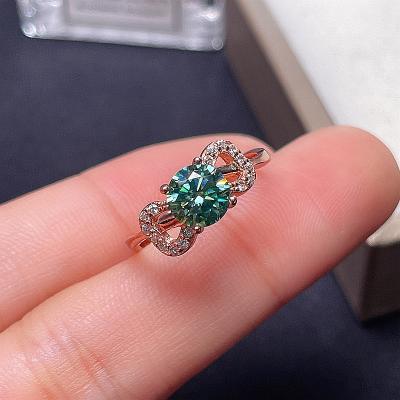 China 925 Casual/Sporty Ring Diamond Silver 1Carat Around Green-Blue Moissanite Ring Party Wholesale In Large Quantity for sale