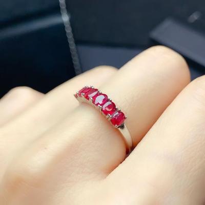 China Hot Selling Natural Red Ring 925 Sterling Silver Style Women's Party Gift Living Source Casual/Sporty for sale