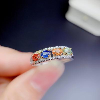 China Sapphire Casual / Sporty Rare Natural Color Women RING 925 Sterling Silver Precious Gem for sale