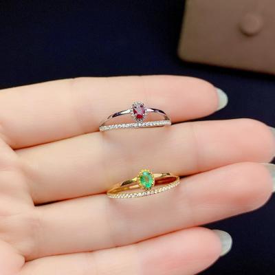 China Sterling Silver single size 925 style genuine green sapphirering casual/sporty gemstone adjustable genuine lady for sale