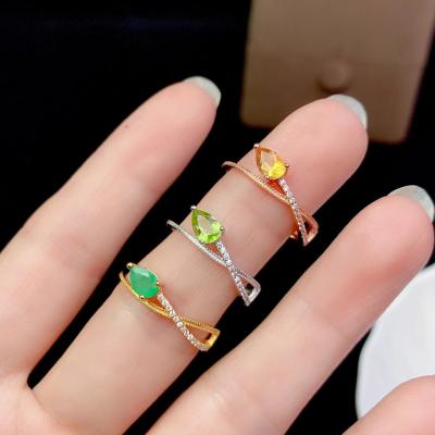 China Wholesale 925 Sterling Silver women's jewelry green simple natural ring style casual/sporty stable olivine for sale