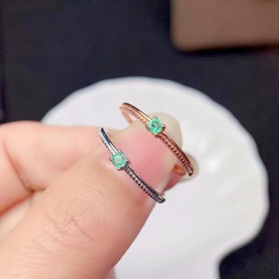 China Sterling Silver Casual/Sporty Natural Green Simple Size Genuine 925 Style Ring Gemstone Adjustable Genuine Lady Gemstone for sale