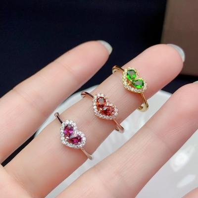 China Wholesale 925 Sterling Silver Topaz Ring Women's Casual/Sporty Simple Style Jewelry Natural Stable Garnet Diopside for sale