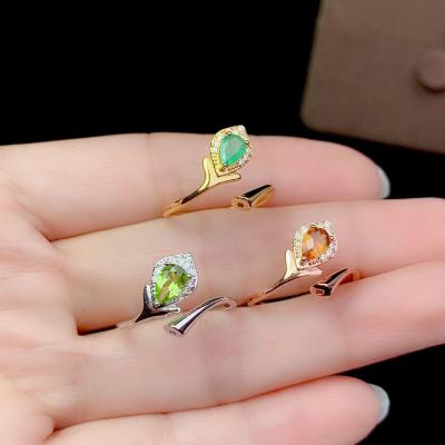 China 925 Sterling Silver Natural Crystal Grandmother Green Size Adjustable Factory Wholesale New Casual/Sporting Women for sale