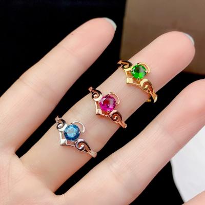 China New Casual/Sporty Natural Topaz Women's Garnet Ring On The Shelf Red Noise 925 Sterling Silver High End Jewelry for sale