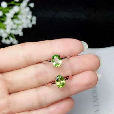 China 2carat Natural Olivine Women's Casual/Sporty Olivine RING 925 Sterling Silver Olivine Boutique Jewelry Wholesale for sale