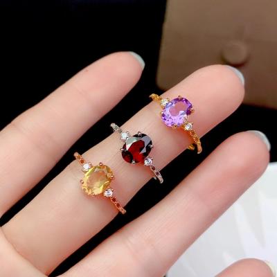 China Natural Casual/Sporty Garnet Ring 925 Sterling Silver Made Amethyst Indelible Lady for sale