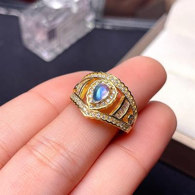 China Hot Sale Gold Plated Lady Ring 925 Sterling Silver Casual / Sporty Natural Moonstone for sale