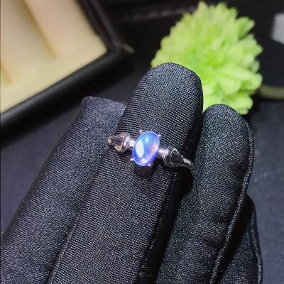 China Casual/Sporty Natural Moonstone Ring Blue MOONSTONE 925 Sterling Silver Hot Selling Women Style for sale