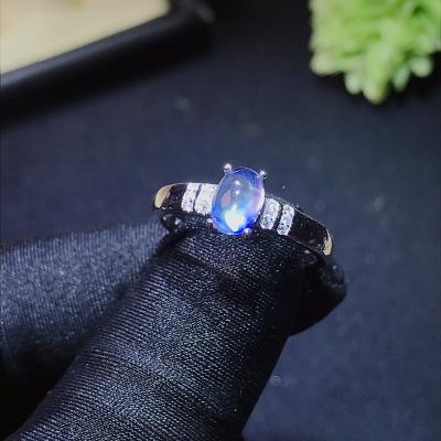 China Casual/Sporty Natural Moonstone Ring Blue 925 Sterling Silver Hot Selling Women Style for sale