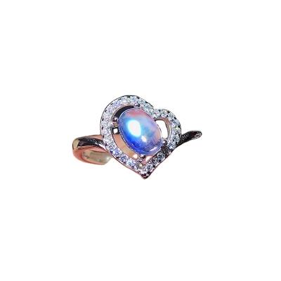 China 1 CT Casual/Sporty Natural Moonstone Ring Blue 925 Sterling Silver Hot Selling Women Style for sale