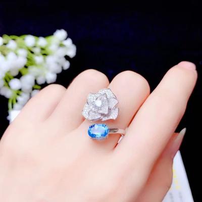 China Natural Women's Casual/Sporty 925 Sterling Silver Simple Style Topaz Ring for sale