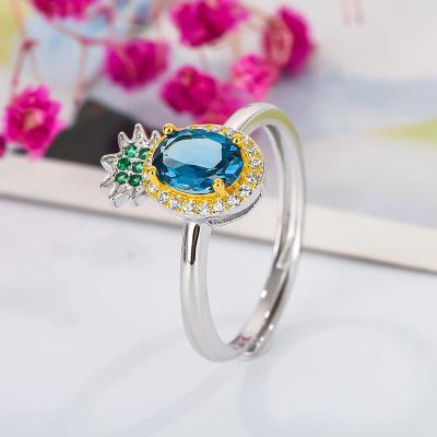 China Natural Casual/Sporty Women's Topaz Ring 925 Sterling Silver Simple Style Personalized Pineapple Style for sale