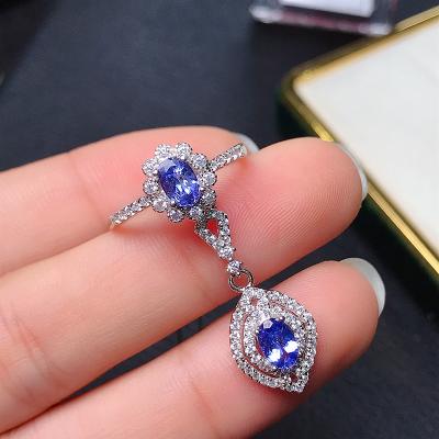 China Genuine 925 Sterling Silver Ring Style 0.5ct Tanzanite 0.5ct Genuine Gem Gemstone Casual/Sporty Natural Single Size Gemstone Lady for sale