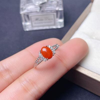 China Beautiful Southern Red Agate Lady Ring Jewelry Casual / Sporty Natural Red Gem Color for sale