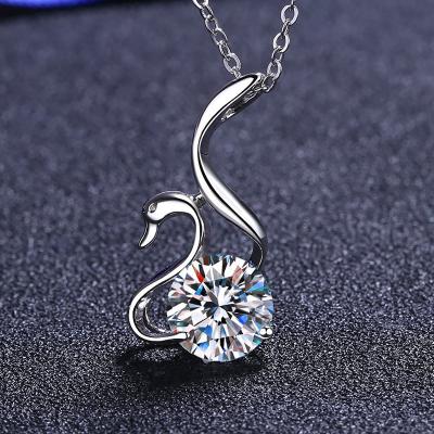 China Other Real Moissanite Necklace 1CT 2CT VVVS Lab Diamond For Women Engagement Gift For Anniversary Necklace Certified Genuine 925 Silver for sale