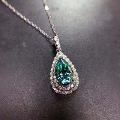 China Other Moissanite Necklace 3CT VVVS Lab Green Diamond For Women Engagement Gift For Anniversary Necklace Certified Genuine 925 Silver for sale