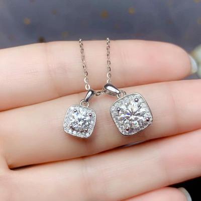 China The Other Moissanite Necklace 1CT VVS Lab Silver 925 Diamond Necklace For Women Wedding Party Gift For Anniversary Simple C for sale