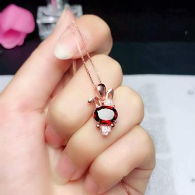 China Garnet Gemstone Career 925 Silver streling Necklace Women's Natural Party Gift Live Broadcast Office/Commodity for sale