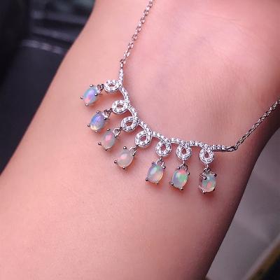 China Hot Sale Women's Party Gift Office / Living Source Style Necklace 925 Sterling Silver Natural Opals Career for sale