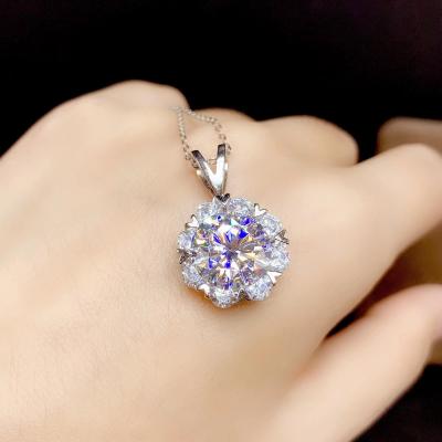 China Other Real Moissanite Necklace 5CT VVVS Lab Diamond For Women Engagement Gift For Anniversary Necklace Certified Genuine 925 Silver for sale