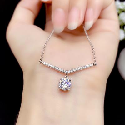 China Others 1Carat Moissanite Necklace Women's Jewelry 925 Sterling Silver Special Wholesale for sale