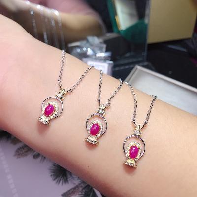 China Office / Career Filled Ruby Necklace 925 Sterling Silver Color Clavicle Hot Selling Lovely Chain for sale