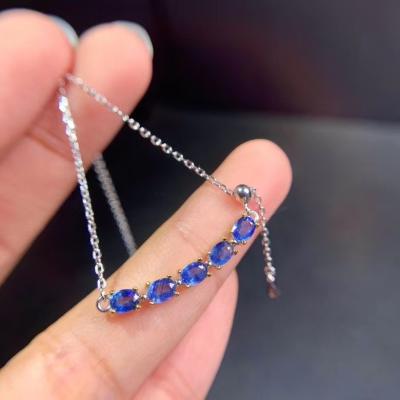 China Natural Career Belles 925 Sterling Silver Color Sapphire Necklace 925 Sterling Silver Women's Office / Gift for sale