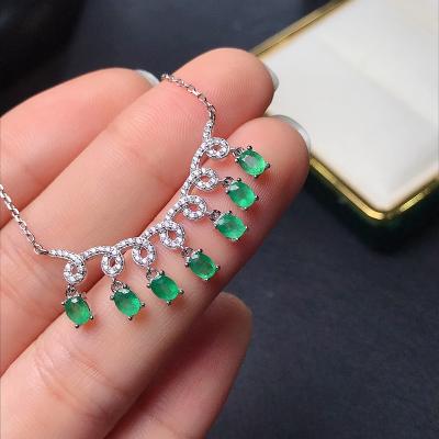 China Office/Hot Selling 925 Sterling Silver New Natural Green Clavicle Chain Career Necklace for sale