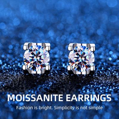 China 100% Real 1ct Moissanite GRA Certification S925 Ethnic Silver Stud Earrings For Women Wedding Party Fine Jewelry Dropship for sale