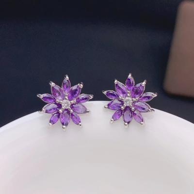 China New Hot Sale Ethnic Natural Amethyst Earrings 925 Sterling Silver Special Wholesale for sale