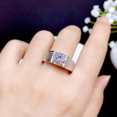 China Casual/sporty men's Sterling Silver moissanite ring 1 2 925 3 carat hot sale style passed diamond test D VVS GRA for sale