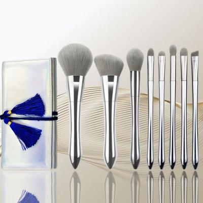 China Custom Hair 8 Pcs Soft Makeup Brushes Logo Makeup Brush Set Black for sale