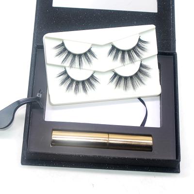 China glitter & Custom Packaging Shimmery Box 3D Magnetic Lashes and Magnetic Eyeliner Lashes Set for sale