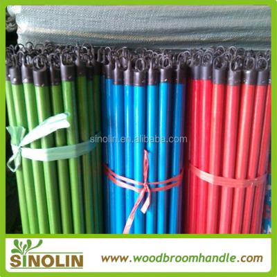 China SINOLIN Home Factory Wholesale PVC Coated Wooden Broom Handle With Plastic Hanger for sale