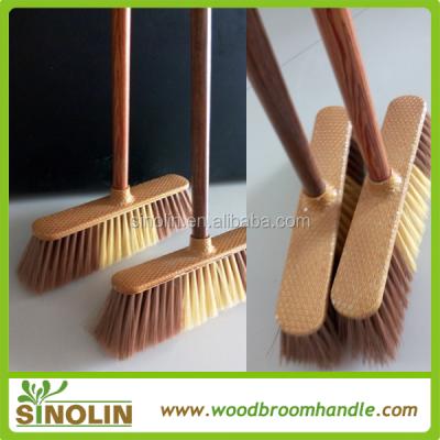 China SINOLIN indoor and outdoor home plastic broom factory in soft or hard broom hair for sale