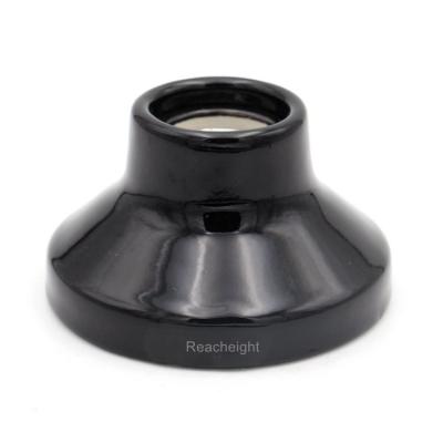 China Retro Ceramic Screw Black Porcelain Lamp Holder Ceiling Light Bulb Holder Socket for sale