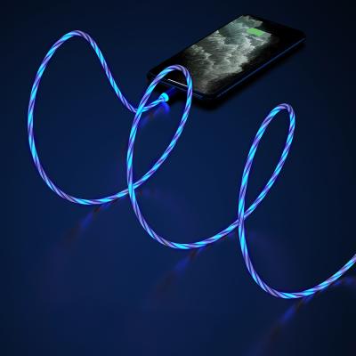 China Hot Sales Amazon Magnetic Usb Charger Cable OEM ODM Services New FLOVEME LED Luminous Flowing Magnetic Usb Charger Cable For iPhone Micro USB Type C for sale