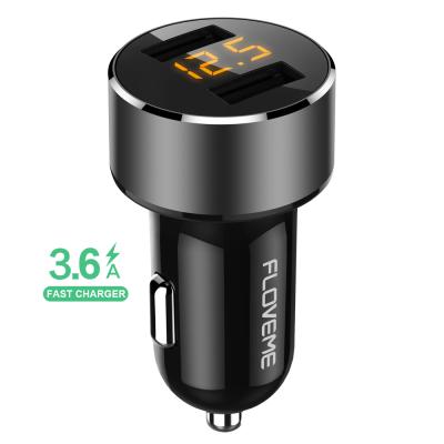 China Car Mobile Phone Charger With Display Amazon Success Factory Price 1 Sample OK FLOVEME Usb Car Charger Car Phone Fast Charging Led Charger With Led Display for sale