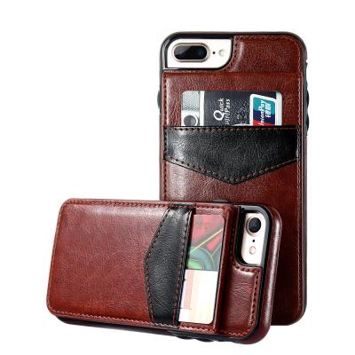 China Anti-fall Amazon Success RAXFLY Leather Business Credit Card Slot Cell Phone Case Card Holder for iPhone 6 7 8 plus phone for sale