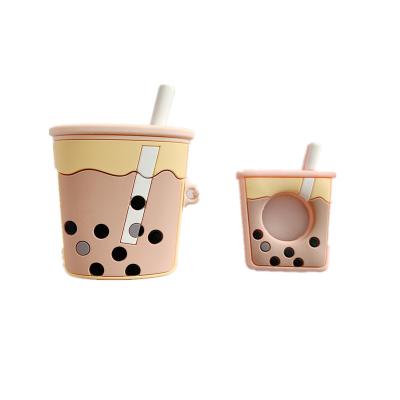 China Light 3D Milk Tea TPU Cover For Airpods Case With Bubble Tea For Airpods Case Keychain 1 2 for sale