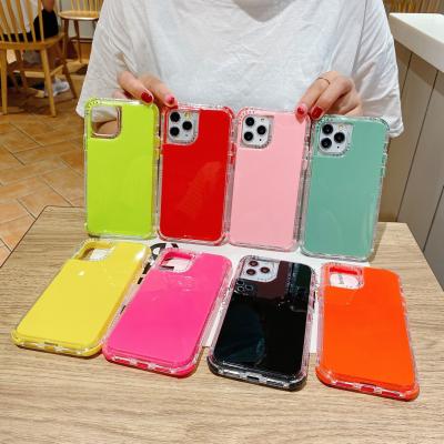 China Hot Anti-fall 3 in 1 High Case PC TPU Candy Solid Color Protective Cell Phone Cases for iphone 12 pro max for sale