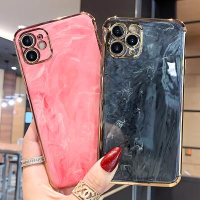 China Anti-falling Soft Silicone Marble Phone Case Luster Mobile Phone Bags and Cases For Liquid Silicon 12 Case Shockproof for sale